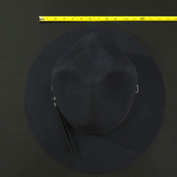Beaver Quality XXXX Straw Oval Officer Troper Hat Men Black Brimmed Fedora 7 5/8 - Picture 3 of 9